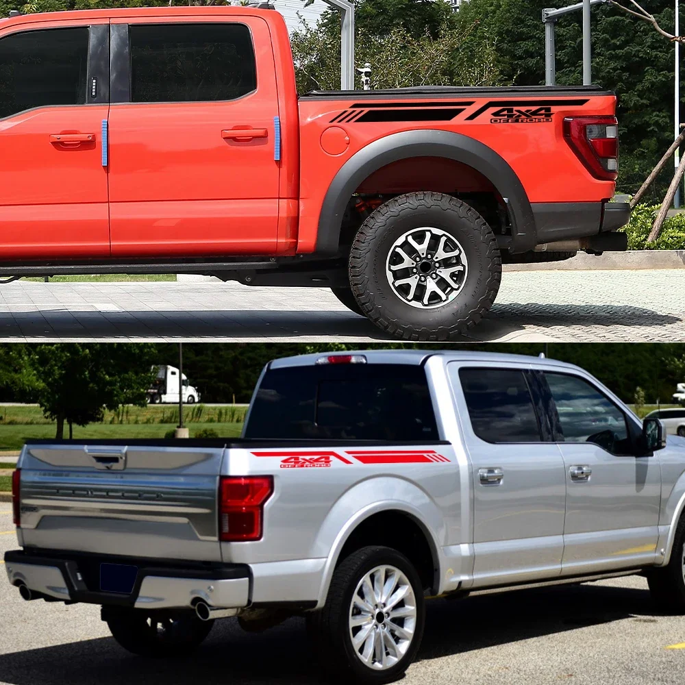 2Pcs Offroad 4X4 Truck Bed Decals, Removable Vinyl Racing Stickers, Universal Pickup Exterior Decor, Auto Tuning Styling Accesso