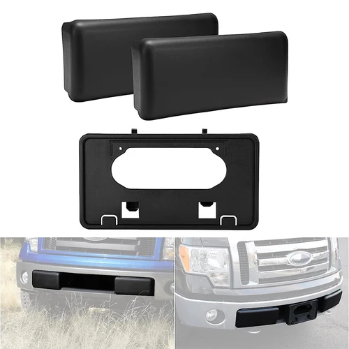 Cubierta protectora de parachoques delantero y juego de soporte de placa de matrícula para Ford F150 2009-2014 soporte de montaje de marco de licencia insertos de parachoques cubierta
