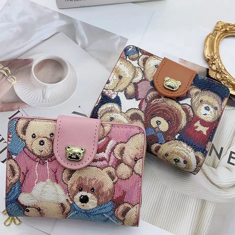 Fashion Cute Little Bear Shape Women\'s Wallets Trend Zero Wallet Zipper Multi-card Bit Purse