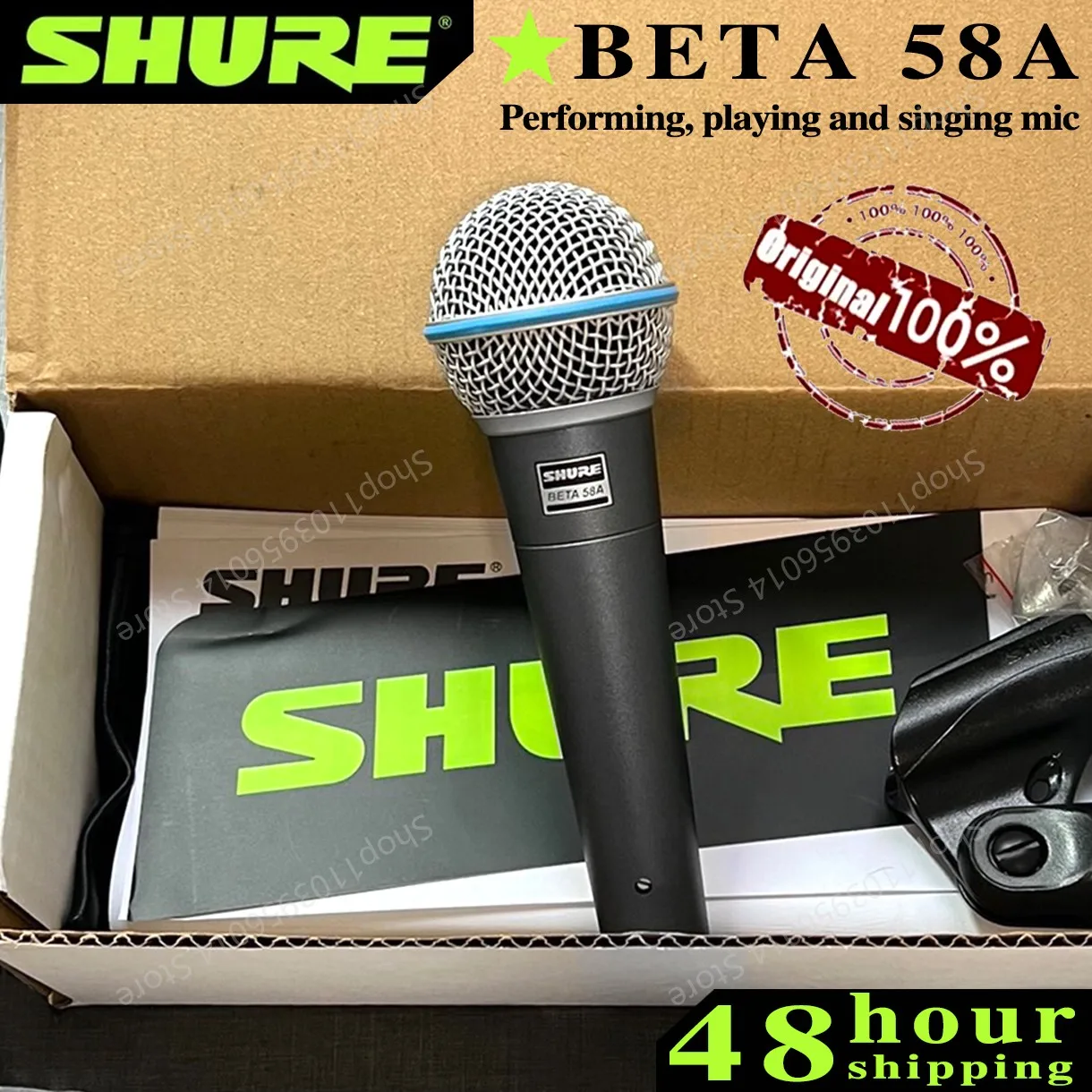 3PCS Shure BETA 58A Vocal Microphone Dynamic Microphone Home KTV Live Stage Performance Microphone