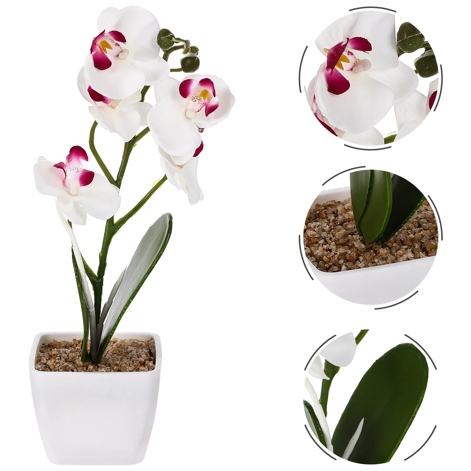 

Flower Pots Artificial Phalaenopsis Fake Orchid Flowers Bonsai Plant Simulation White Potted