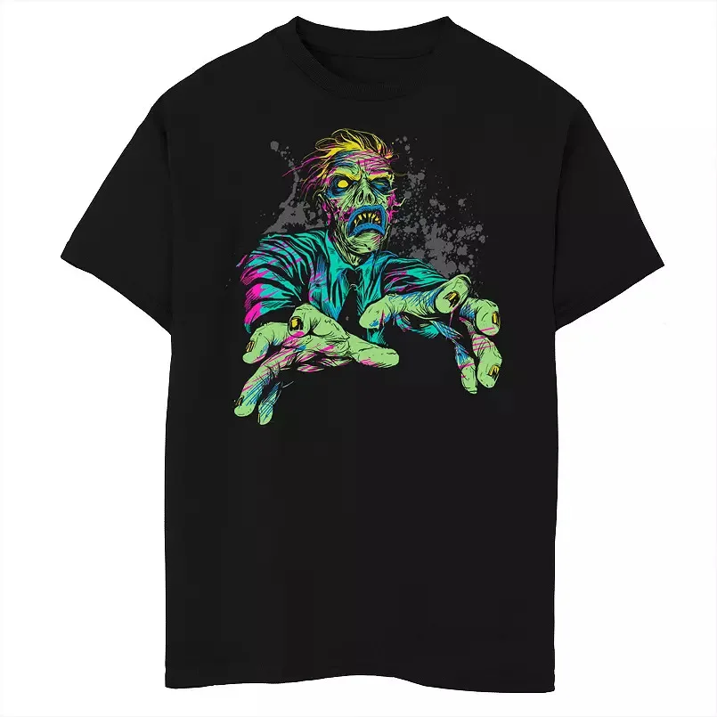 Boys 8-20 Halloween Neon Zombie Walk Splattered Graphic Tee