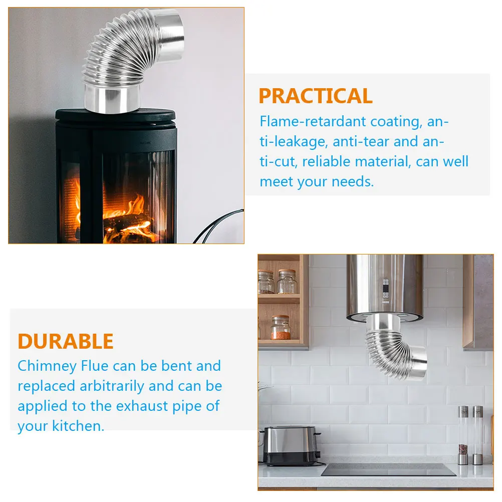 

Stainless Steel Flue 12CM Elbow Chimney Exhaust Pipe Flexible Air Hose for Kitchen Stove Vent Metal Duct Tubing