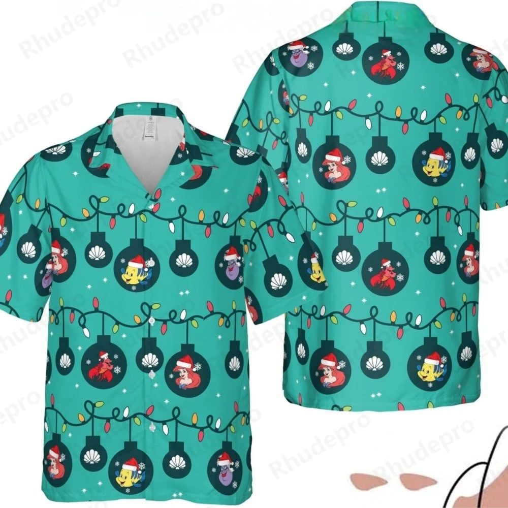 

Disney Ariel the Little Mermaid Womens Casual Short Sleeve Blouses Shirt Holiday Beach Hawaiian Shirt Women Elegant Hawaii Shirt