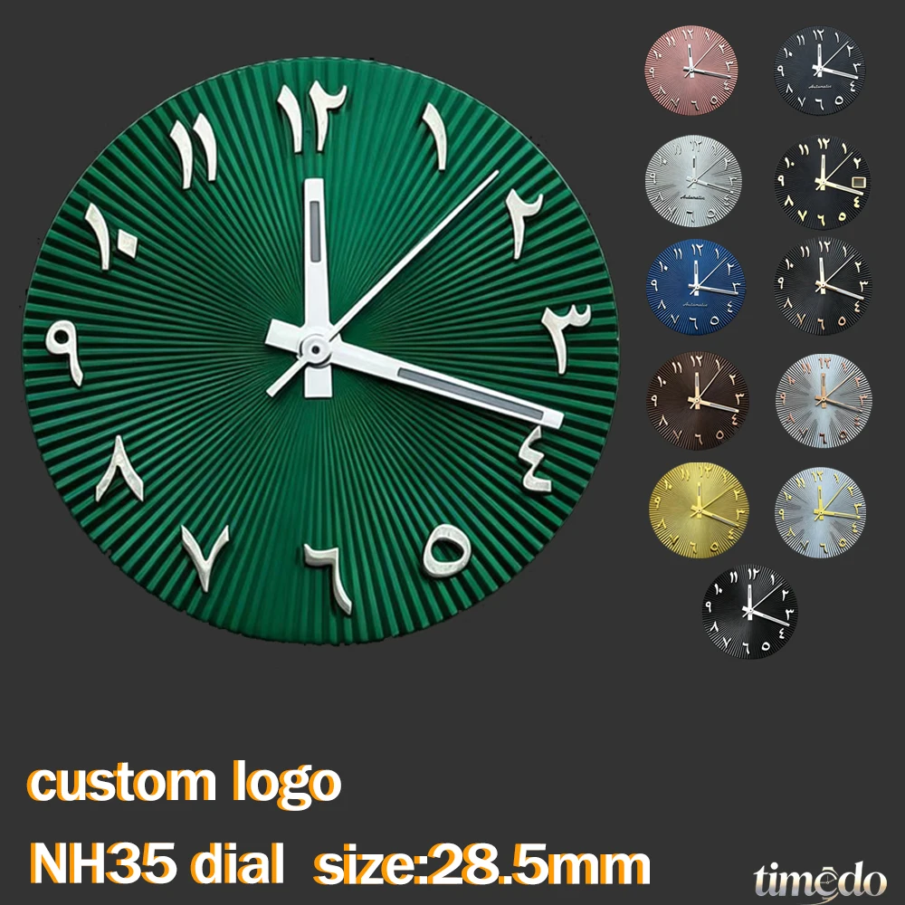 ラウンドnh35ダイヤルメンズ腕時計285mm-diyロゴダイヤルアラビア数字ダイヤルnh35ムーブメント時計アクセサリーに適しています