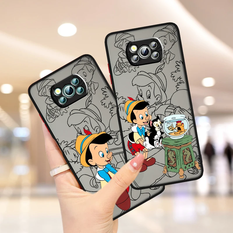 Disney Pinocchio Cute Frosted Translucent For Xiaomi Mi Poco X5 X4 X3 M6 M5S M5 M4 M3 F5 F4 F3 F6 Pro 5G Back Phone Case