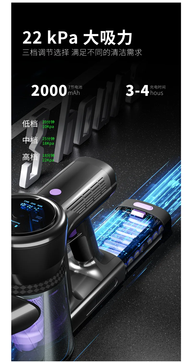 家庭用ワイヤレス掃除機 250W ブラシレスモーター、ハイパワー、共有するのに最適