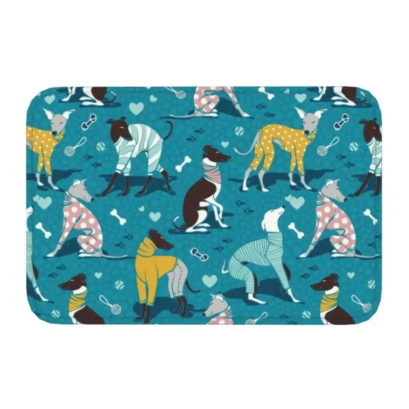 Greyhound Whippet Door Floor Kitchen Bathroom  Mat Non-slip Interior   Toilet Entrance Rug Living Room