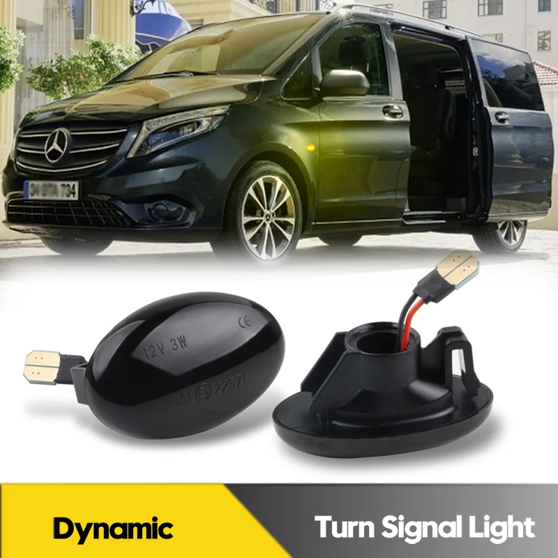 

2x LED Dynamic Side Marker Lights Turn Signal Lamps For Mercedes Benz Vito Smart Fortwo 450 452 W168 W415 W639 W447 Metris Citan