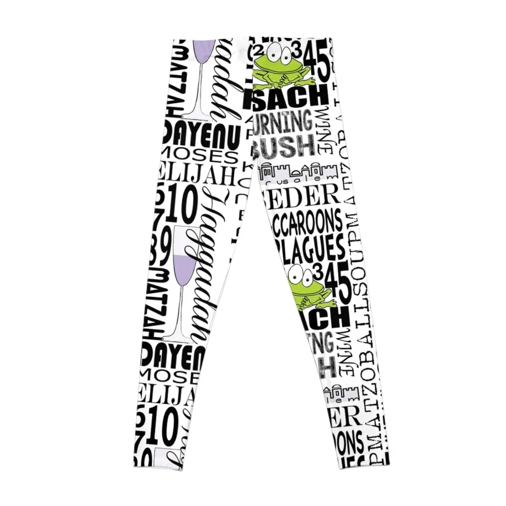 Passover Seder Words Design Leggings flared Pants sport Womens Leggings