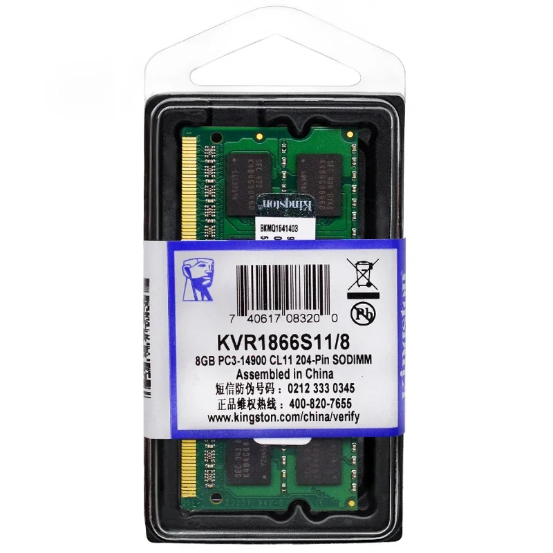 Kingston portátil Ram DDR3 DDR3L 8GB 4GB 1066Mhz 1333Mhz 1600Mhz 1866Mhz SODIMM PC3-8500 10600 12800 Notebook Ram de doble canal