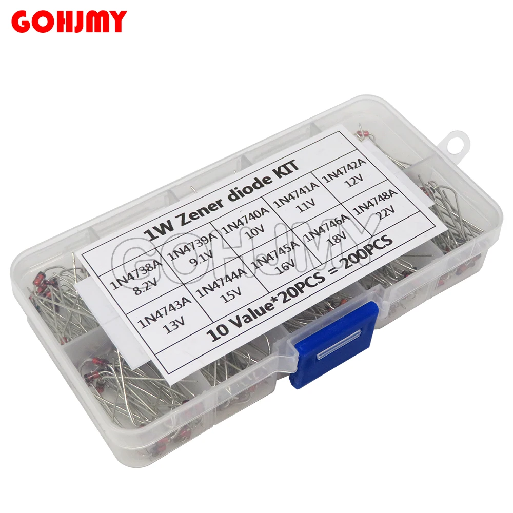 10Values*20PCS Zener Diode Assortment diy kit Electronic set pack 8.2V 9.1V 10V 11V 12V 13V 15V 16V 18V 22V