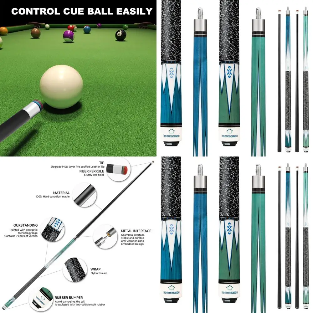 

Профессиональный бильярдный кий HomeSeason 58 с нейлоновой рукояткой для ударов с низким отклонением