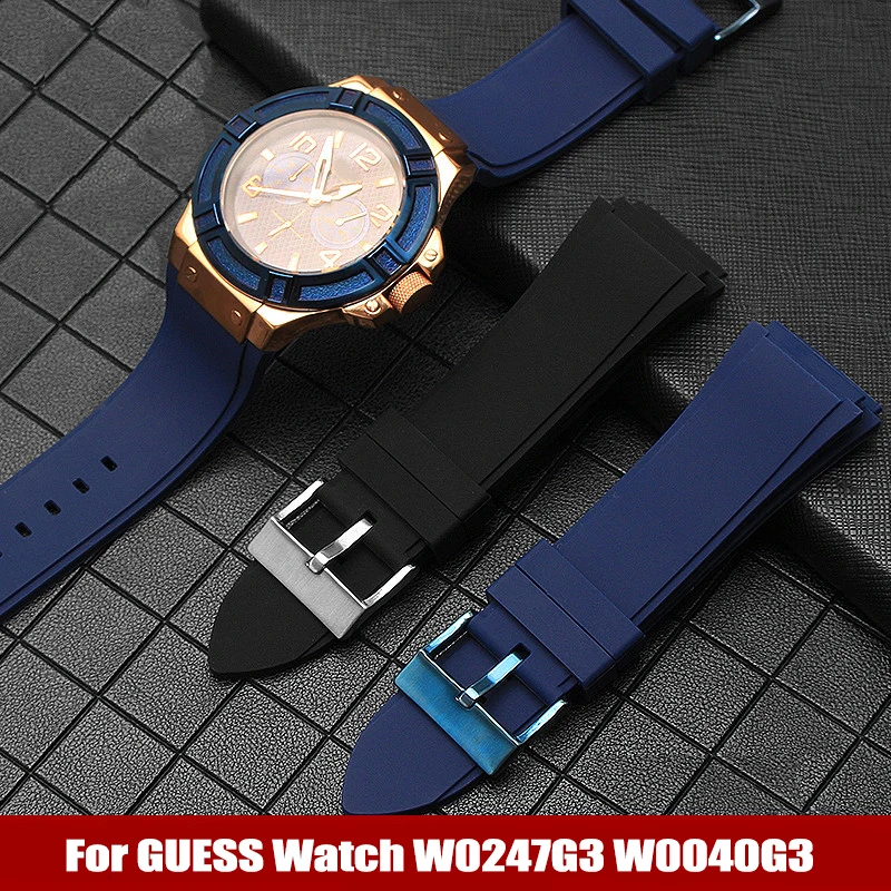Correa de goma para reloj GUESS W0247G3 W0040G3 W0040G7 GC, pulsera de silicona azul, 22mm