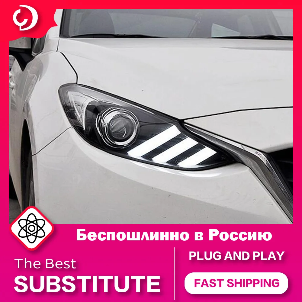 

AKD автостайлинг фары для Mazda 3 Axela 2014-2016 хэтчбек Mustang светодиодный фары DRL лампы проектор автомобильные аксессуары