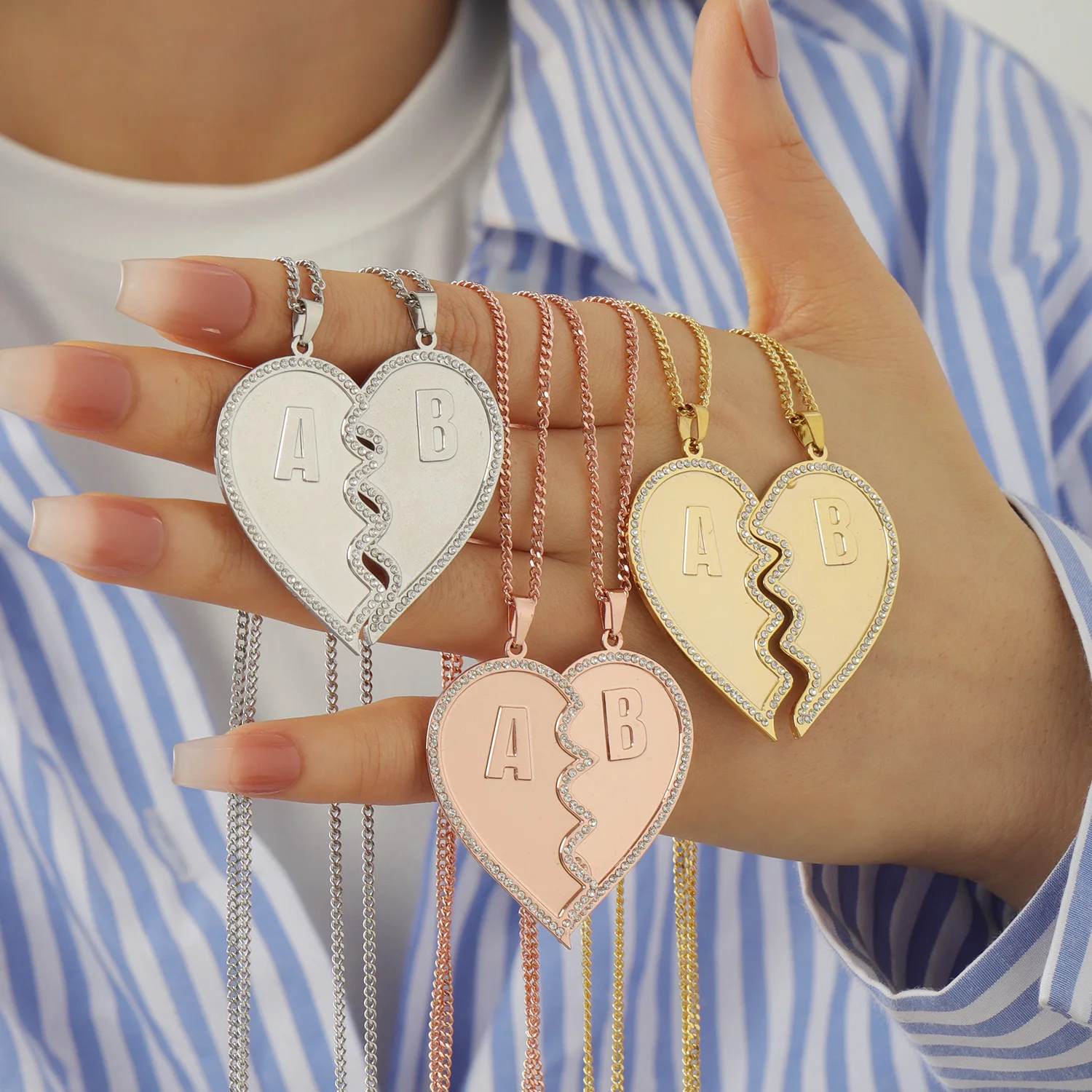 

Heart Pendant Personalized Initial Puzzle Necklace Husband Custom Initial Charm Stainless Steel Couple Jewelry Gift for Women