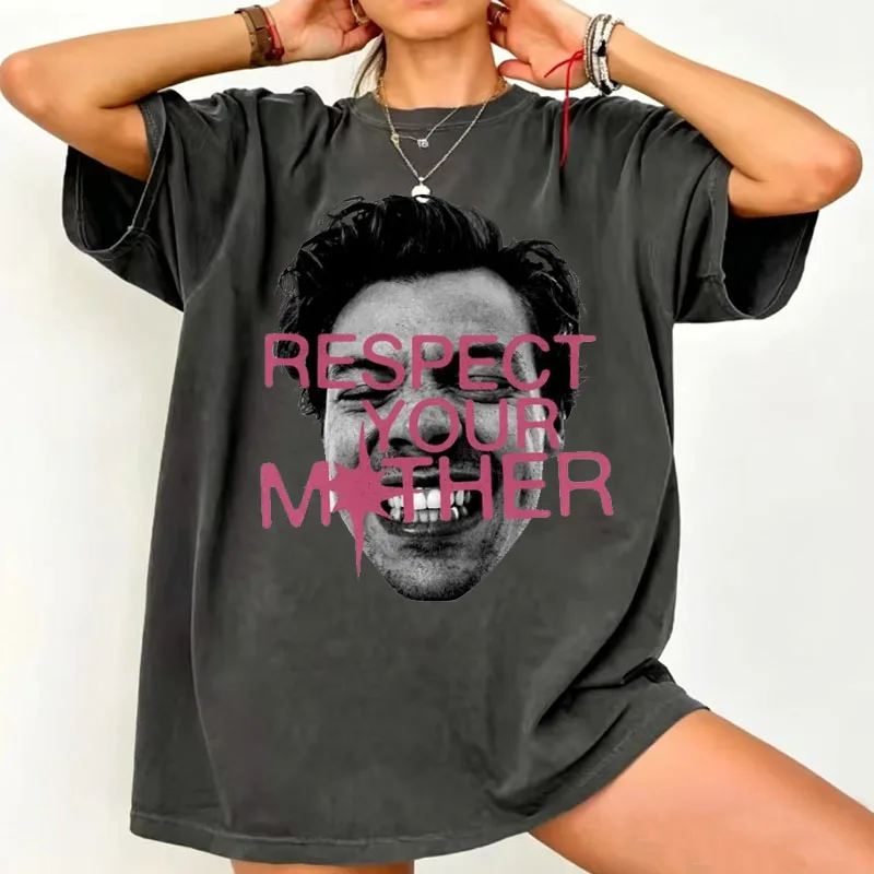 T-shirt Respect Your Mother, style rétro Pop Art, décontracté, col rond, imprimé, en coton, manches courtes, unisexe, streetwear