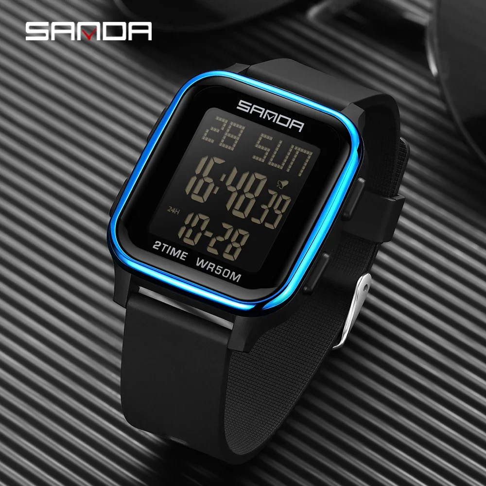 

Sanda 6211 Electronic Watch Fashion Trend Multi functional Alarm Clock Single Display Men's and Women's Electronic Watches