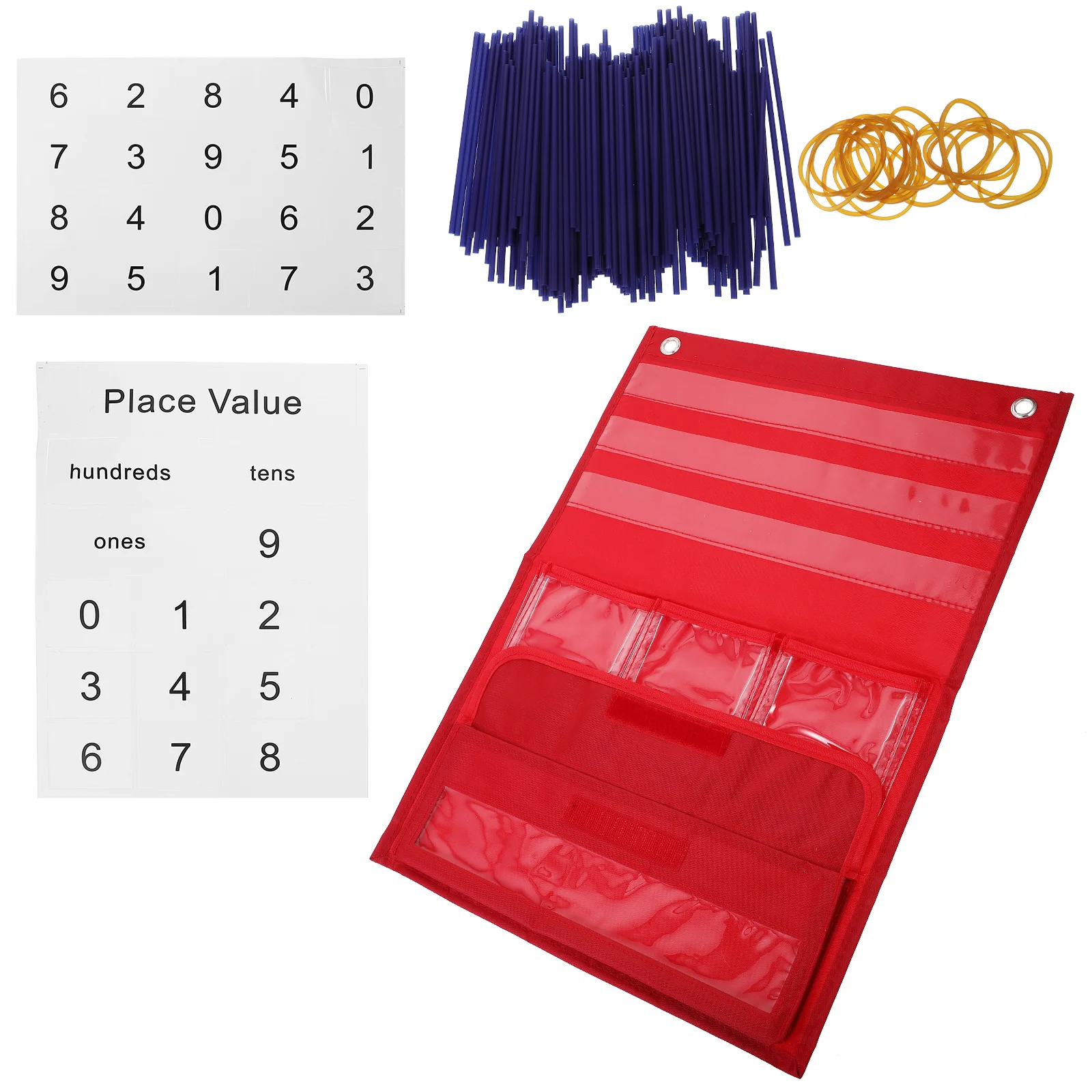 

Counting Teaching Aids Stick Pocket Charts Flip Calculator Red Hanging for Classroom