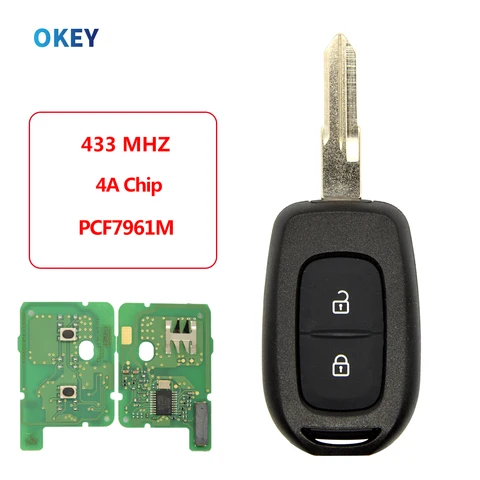 Okey удаленный автомобильный ключ PCF7961M 4A чип 433 МГц для Renault Dacia Logan Lodgy Dokker Duster Trafic Clio Master 2 кнопки с VAC102