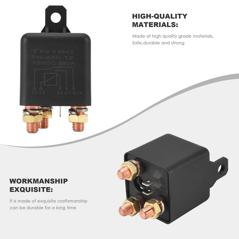 Car Relay 12V 250A Continuous Type High Power Motorcycle Battery Control Switch Terminal Automotive Starter Relay