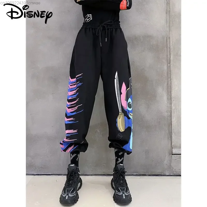 Disney Stitch Hip Hop Wide Leg Pants Kawaii Cartoon Grunge Emo Fashion Baggy Pants Y 2k Korean Style Popular Trousers Women Girl