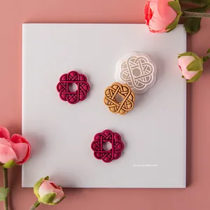 قالب قواطع الطين البوليمر ، الملمس الرجعية ، اليدوية الإبداعية ، نمط الخط الهندسي ، القرط المعلق ، قطع القوالب ، أدوات يدوية DIY أعلى 12 مبيعات مقبض سكين قالب الراتنج - No9