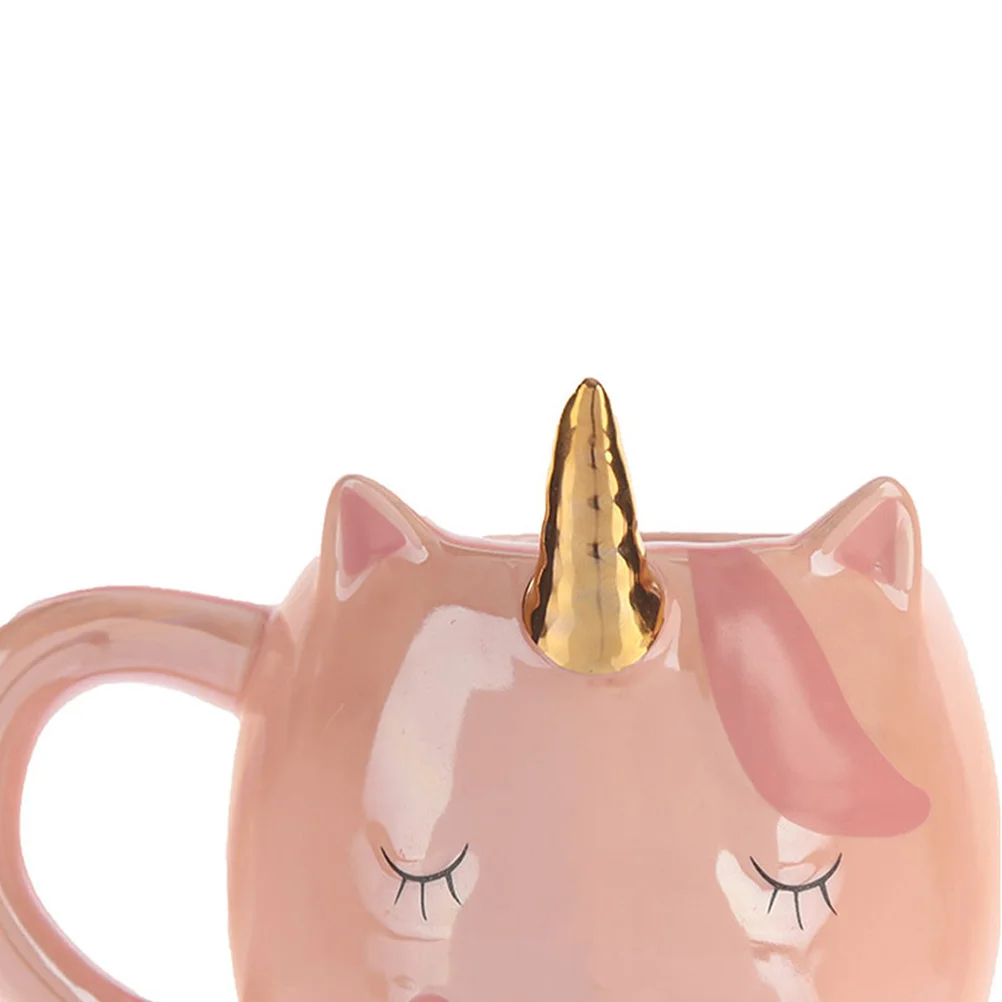 

Creative Ceramic Mug Cup Cartoon Unicorn Water Storage Cup Adorable Container for Home Office Hotel (Pink)