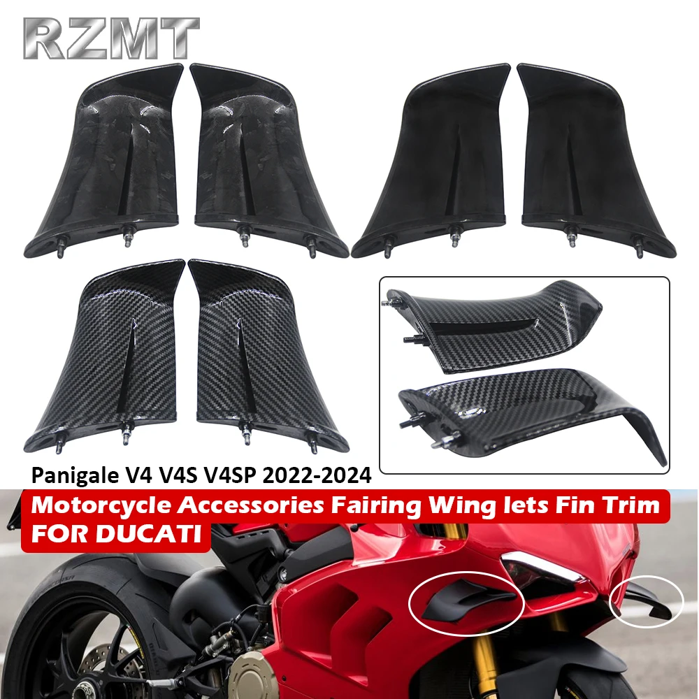

For Ducati Panigale V4 V4s V4SP 2022-2024 Motorcycle Accessories Fairing Wing lets Fin Trim Carbon Fiber Forging Pattern