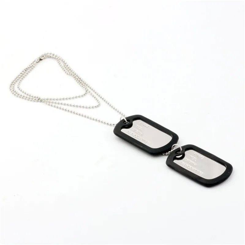 Fashion Style Black Four-Row Letter Double-Row Dog Tags Chain Mens Pendant Necklace Men Link Chain