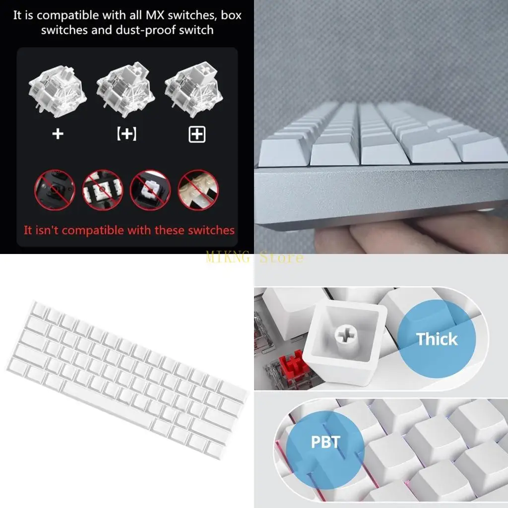 

PBT 61 White Keycaps Original height No Engraving For Mechanical Keyboards best sale