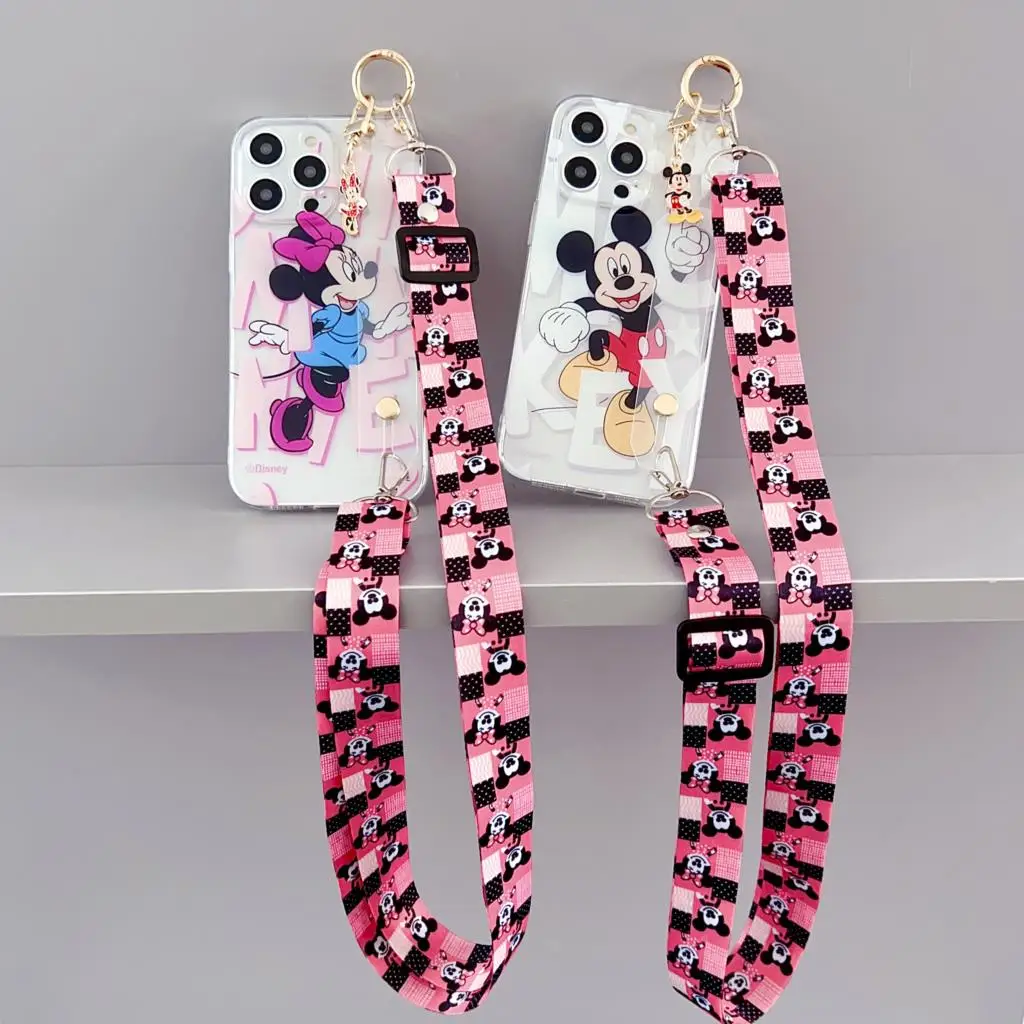 Minnie Mickey Case Wrist Strap Ornament For Huawei Honor 20 X20 X20SE 30 30i V20 30 X40 8x 9x X8 9x X9A 10 X10 V40 Play3 4 Pro