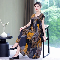 New Fashion Hot Arrival Casual 2023 Summer Dress Print Loose O-Neck Cotton Women Clothing Dresses Plus Size