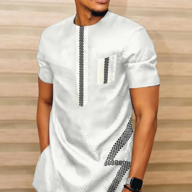 2023 Summer New In Short-sleeved Printed Shirt Fashion Casual Men's Shirt African Ethnic Style Men's Tops（M-4XL）