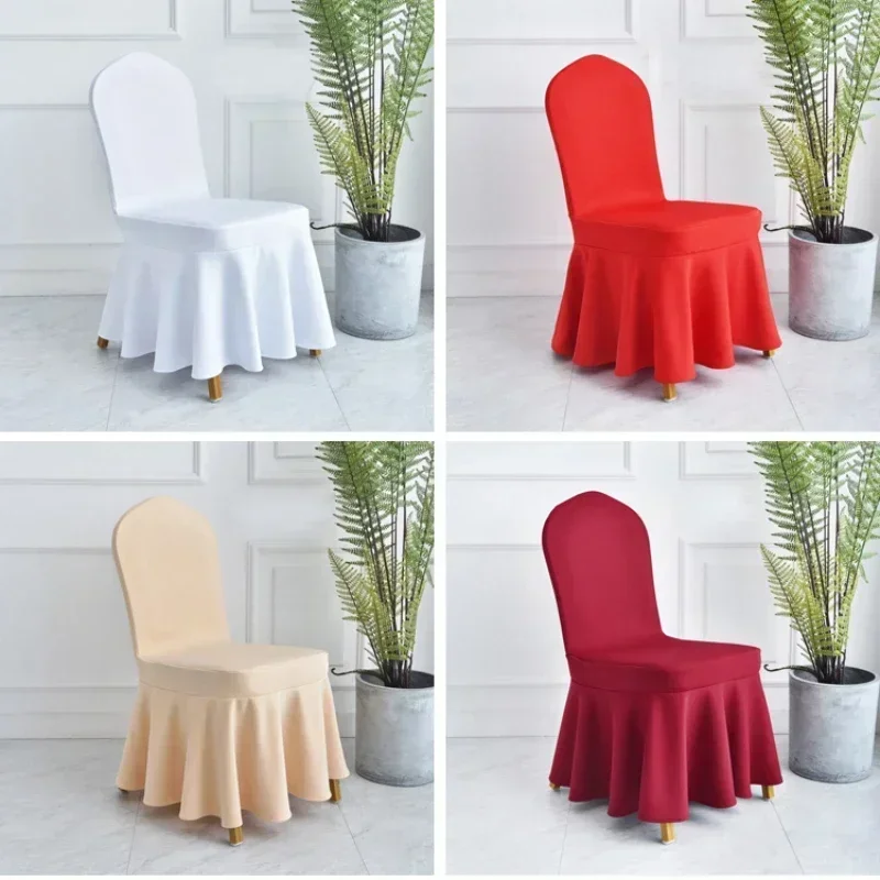 5/10/50/100pcs White Thick Pleated skirt Spandex Chair cover Banquet Hotel Wedding decoration Party Event Seat Protector Cloth