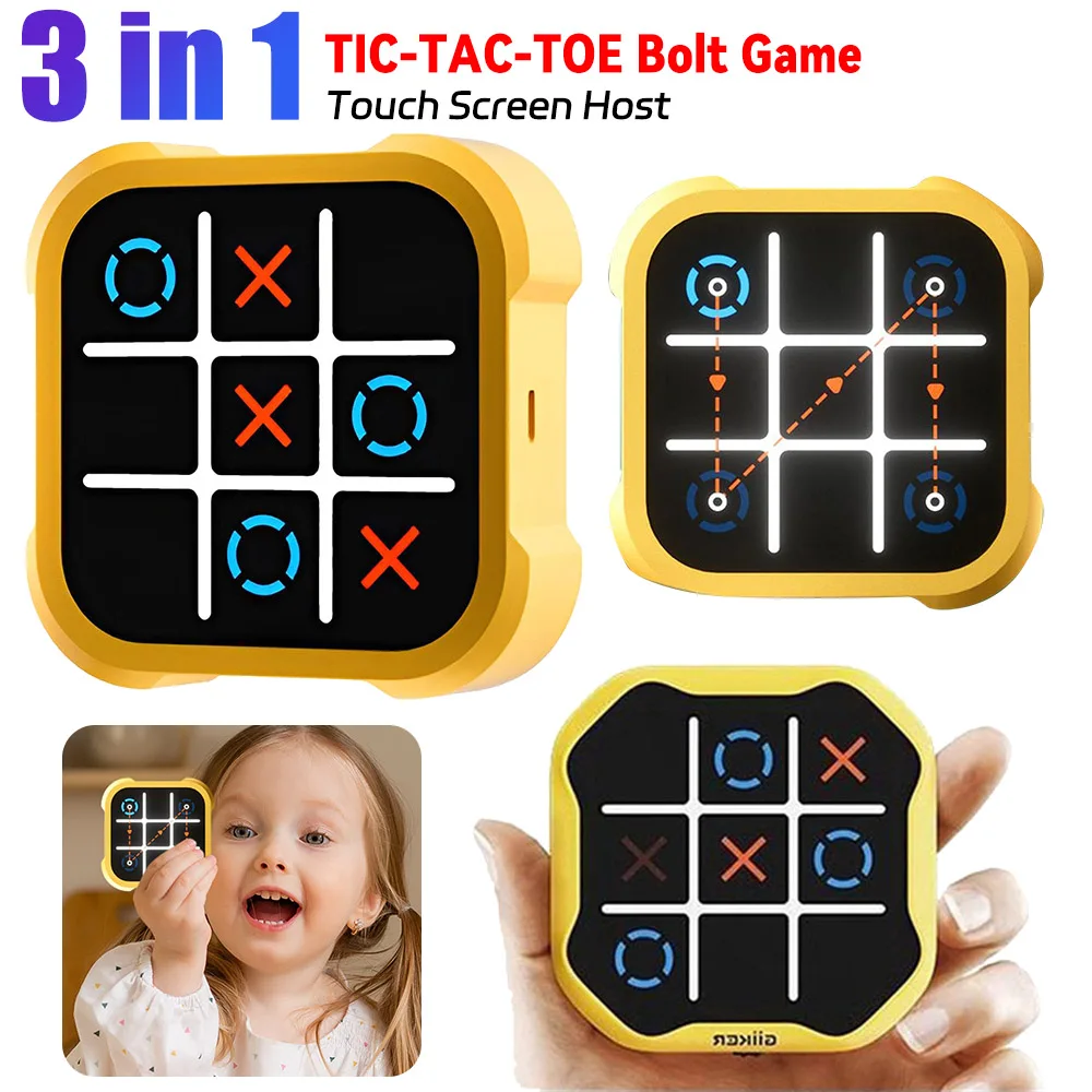 3 in 1 Electronic Tic-Tac-Toe Game Children's Electronic Toys Handheld Puzzle Game Console Chess Board Game Kids Creative Gifts