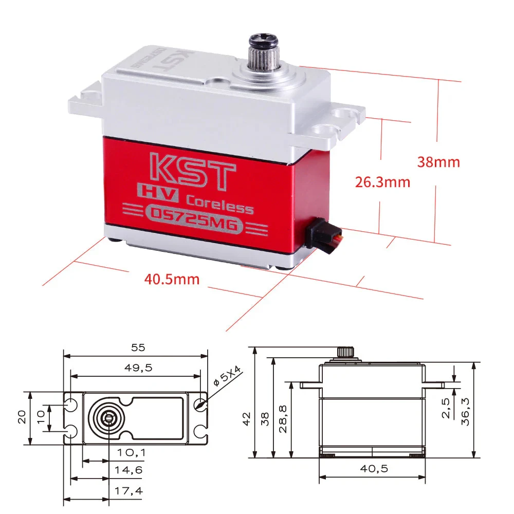 KST DS589MG /DS565X /DS725MG Mini servo à engrenages métalliques numérique HV pour hélicoptère RC et aile fixe