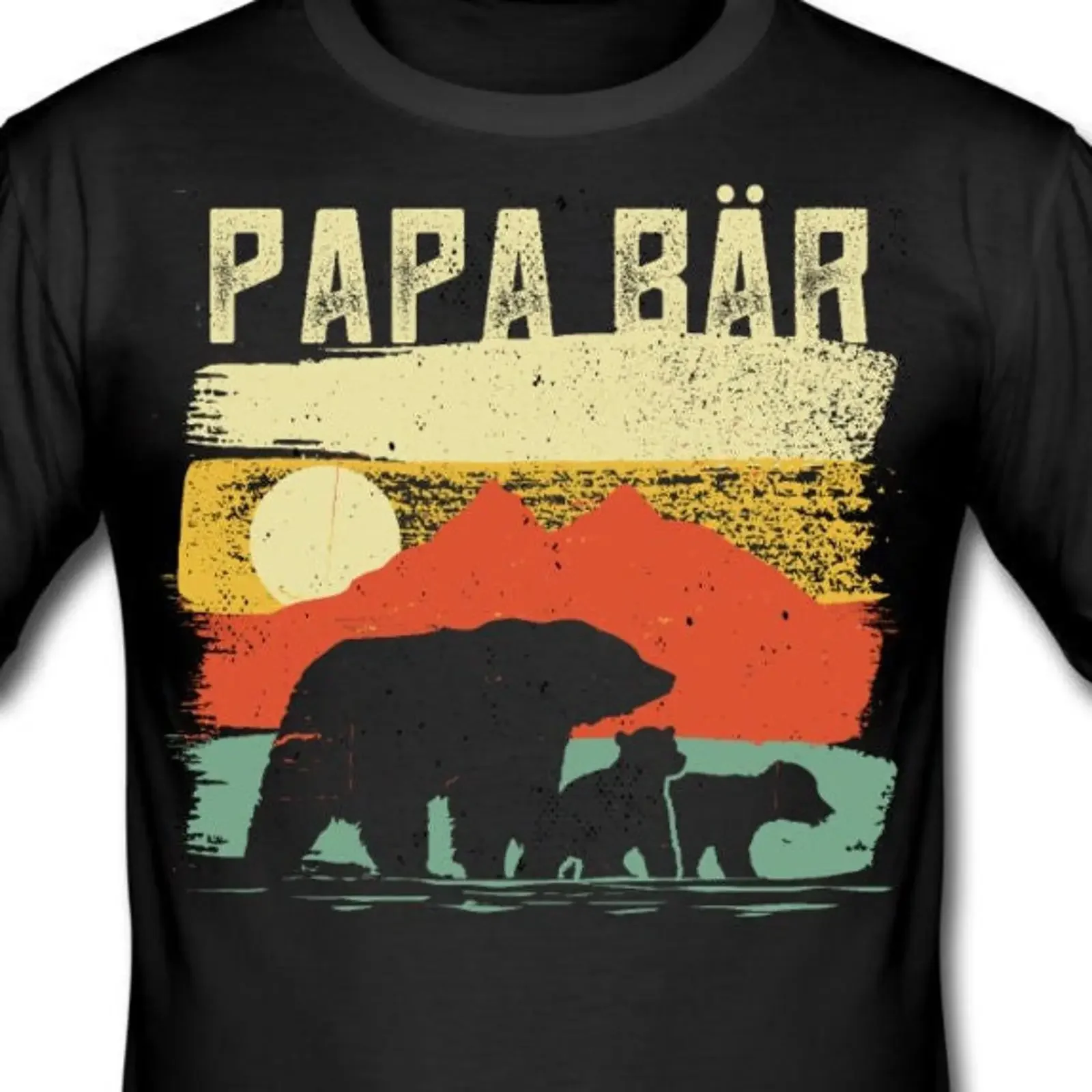 Men amp 39 s T Shirt Papa Bear Father of two children vintage Washed fashion Unisex Breathable designer clothes streetwear