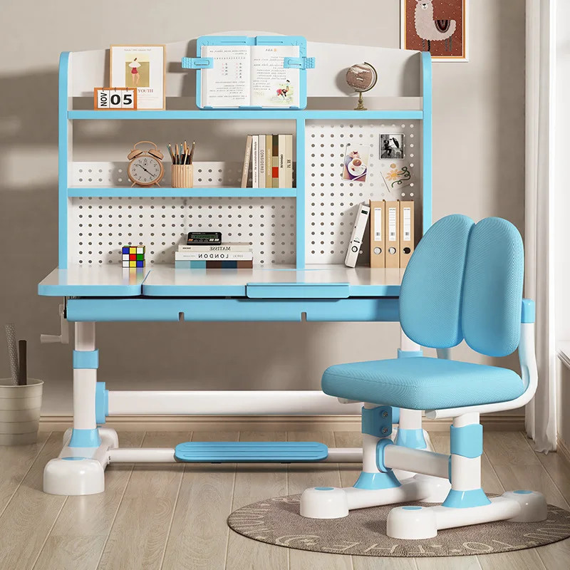 Children's study table household can be hand lifted primary school students training class writing desk school desks and chairs