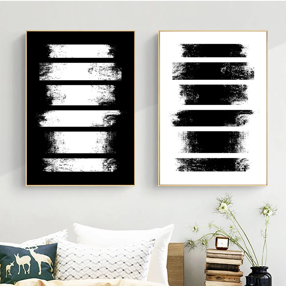 

Nordic Abstract Black And White Art Prints 2 Panels Vector Line Pictures On The Home Decor Canvas Wall Painting Poster For Room