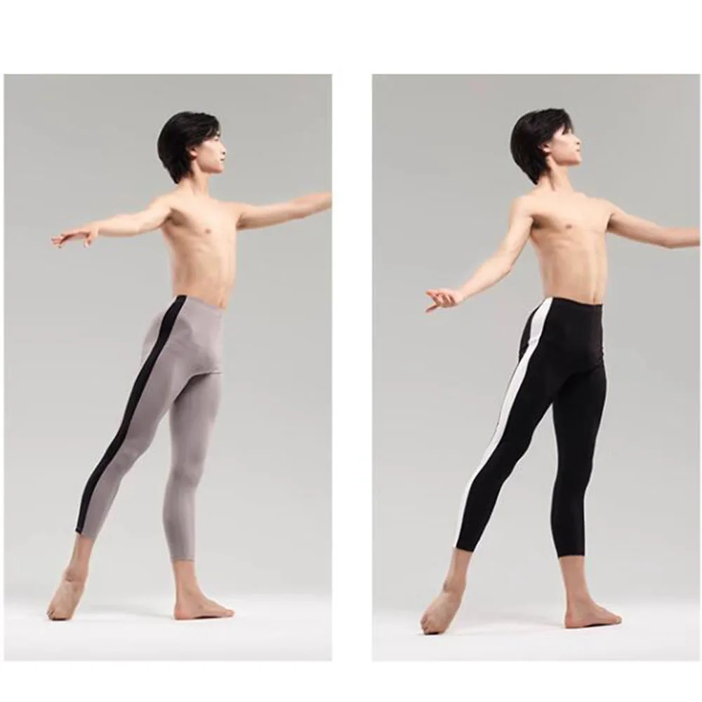 Professional Men\'s Or Boy\'s Ballet Dance Practice Pants, Grey Or Black Elastic Patchwork Tight Fitting Jumpsuit Pants