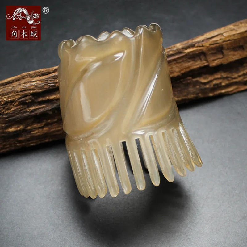 horn comb for hair washing, hand-carved and crafted