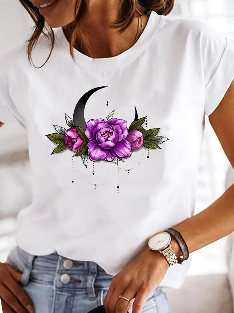 Summer T Floral 90s Style New Cute Clothing Print Fashion Casual T-shirts Short Sleeve Clothes Ladies Women Female Graphic Tee