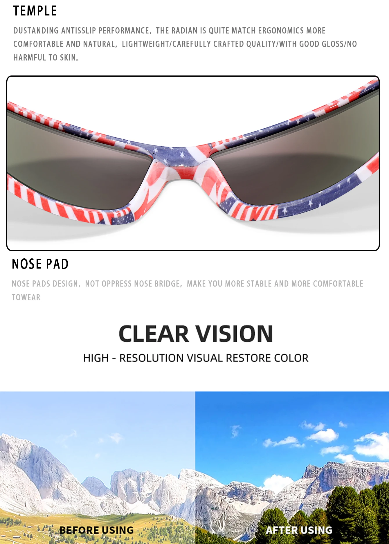 LOISRUBY Polarisierte Angeln Sonnenbrille Männer Camouflage Fahren Outdoor Sport Radfahren Laufen Brille UV400 Tackle Brillen – Detail 14