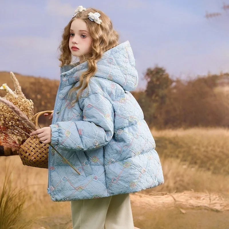 

Girls' Sweet Warm Cotton Clothes 2025 Autumn and Winter New Girls' Hooded Windproof and Cold Casual Jacket