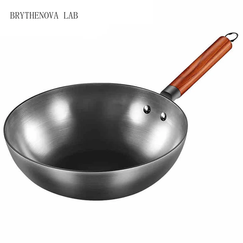 High Quality Iron Wok Traditional Handmade Iron Wok Pan Non-stick Pan Non-coating Induction and Cooker Gas Cookware