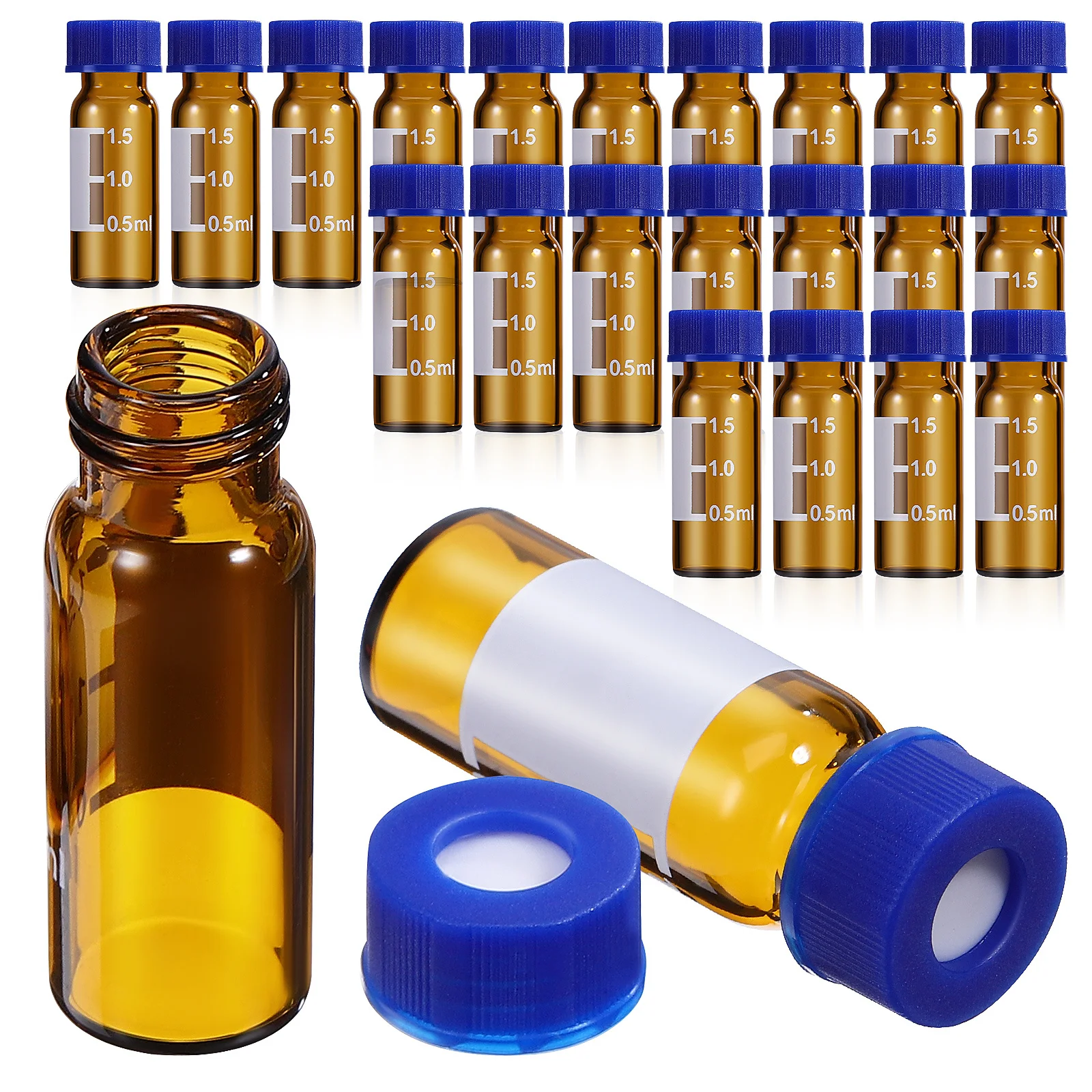 100 pcs Glass Vials Amber 2Ml Graduated Mini Bottles For Lab Sampling Small Empty Vials With Caps Tight Seal Light Resistant
