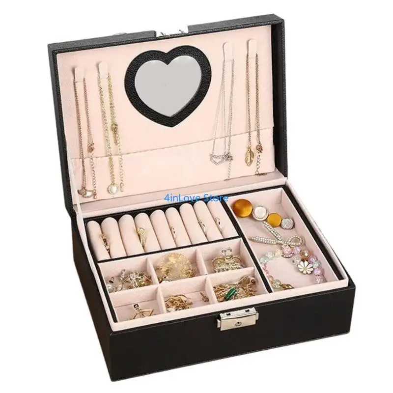 

T4MD Elegant Jewelry Case Convenient Jewellery PU Leather Rings Display Box