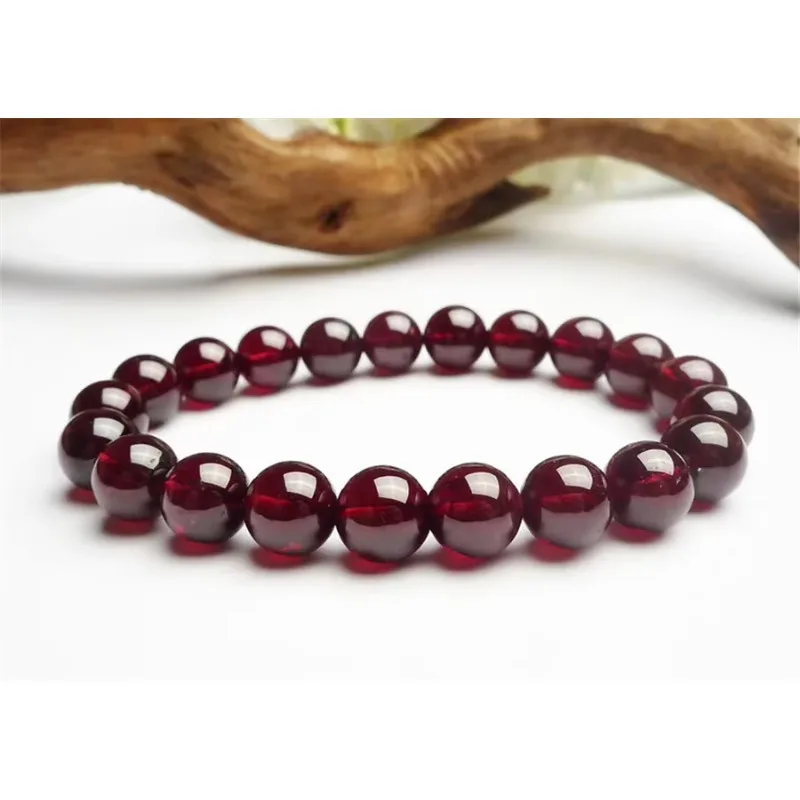 

Wholesale AAAA Authentic Natural Red Garnet Charm Elastic Bracelet Clear Round Crystal Classic Bead Women's Party Gift Jewelry