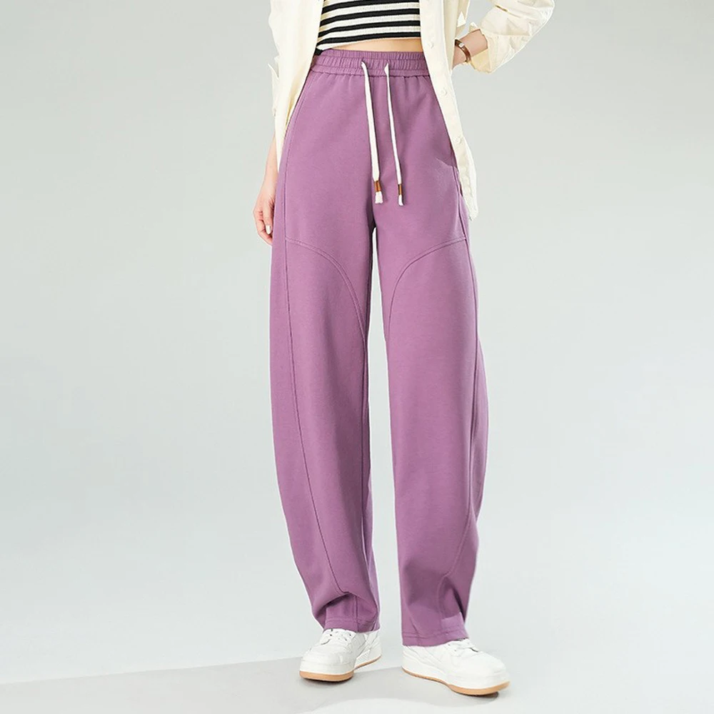 Spodnie damskie w stylu europejskim, w kolorze wina, z motywem banana, jesienno-zimowe, nowe, wysokiej jakości, bawełniane, modne, plus size, sportowe i rekreacyjne.